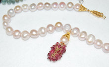 Load image into Gallery viewer, Pink Pearls and Tourmaline Tassel Necklace