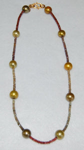 Golden Sapphire and Tahitian Pearl Necklace