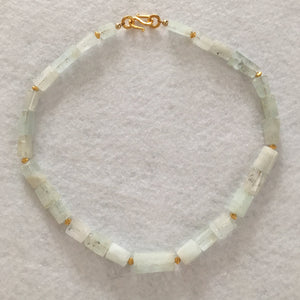 Greek Aquamarine Gold Bead Station Necklace