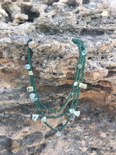 Load image into Gallery viewer, Emerald and Aquamarine Shield Necklace