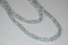 Load image into Gallery viewer, Long Aquamarine Rondell and Gold Bead Necklace